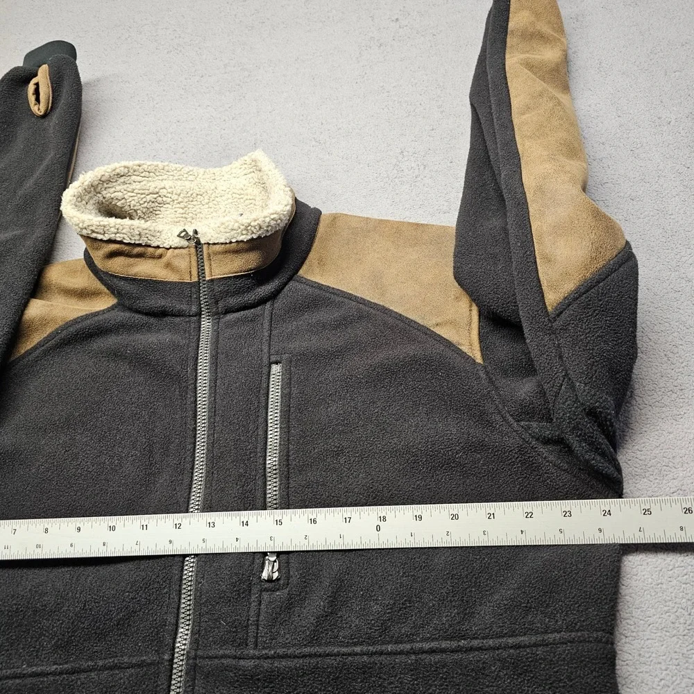 Kuhl Alpenwurxs Fleece Jacket Mens L Black Brown Full Zip Sherpa Collar Outdoor